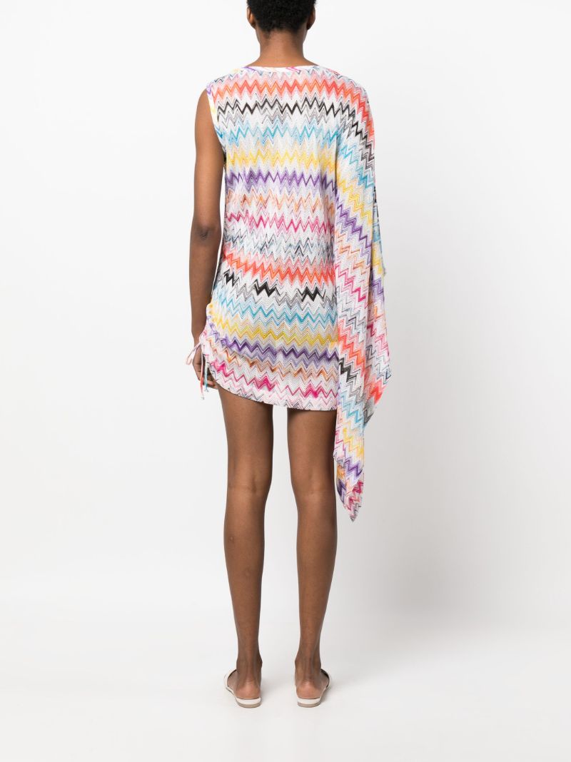 Multicolour Zig-zag Draped Mini Dress