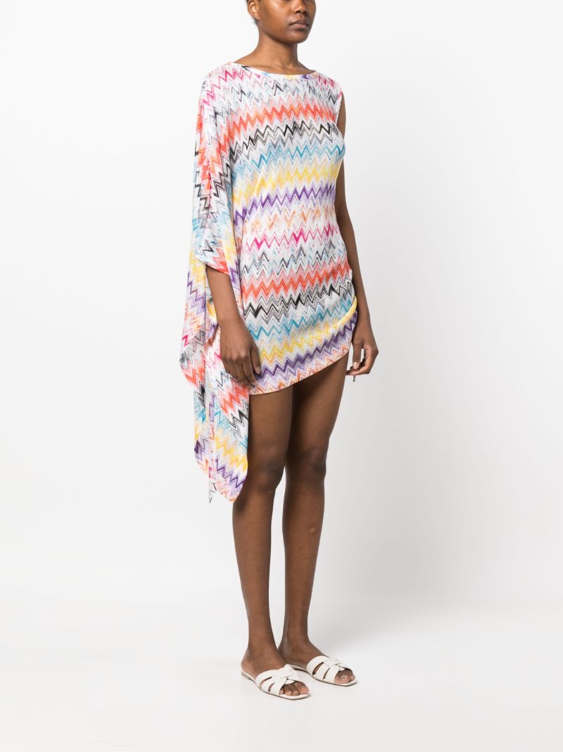 Multicolour Zig-zag Draped Mini Dress