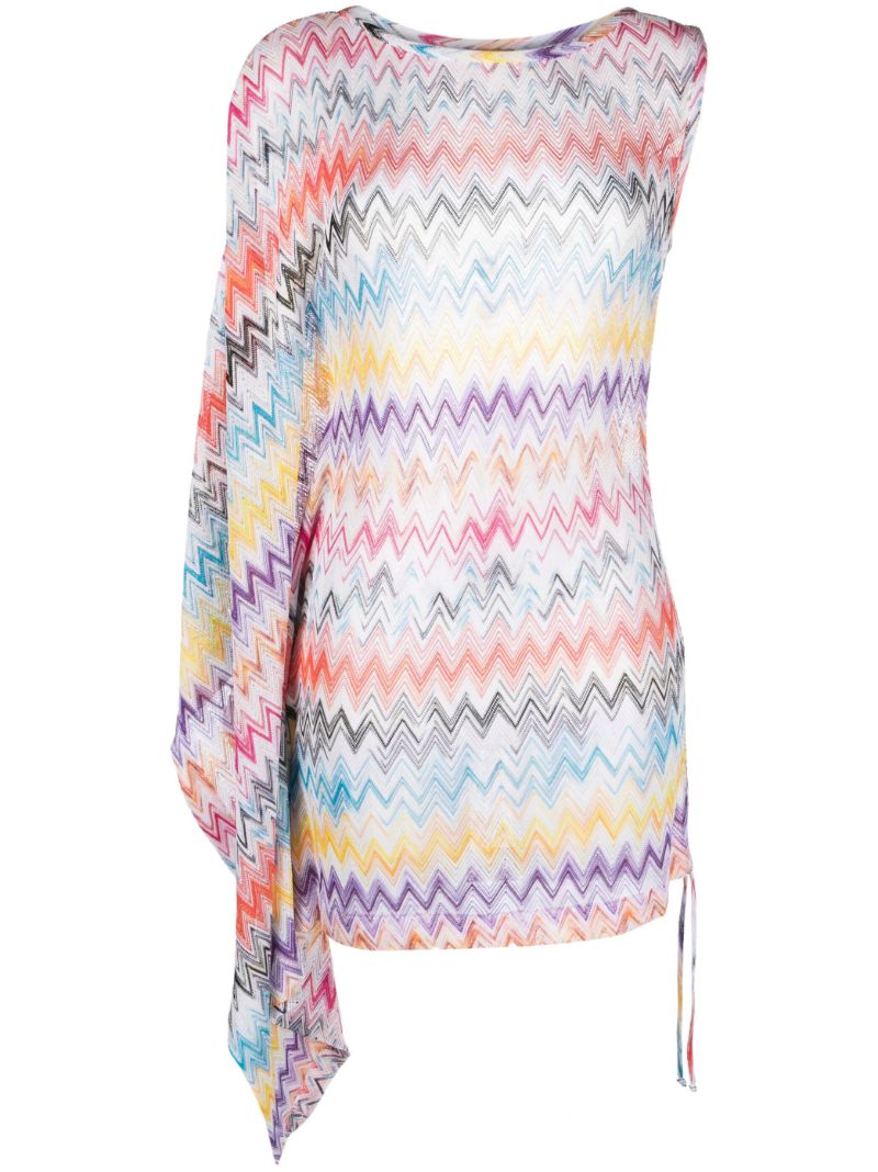 Multicolour Zig-zag Draped Mini Dress