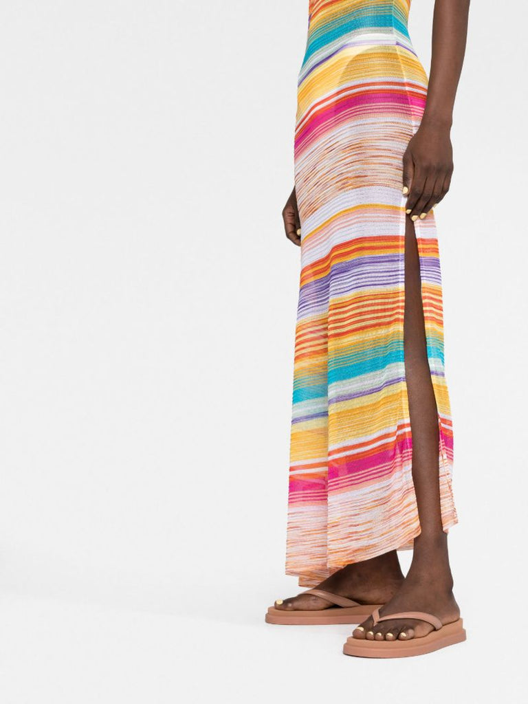 Multicolour One-sleeve Striped Dress