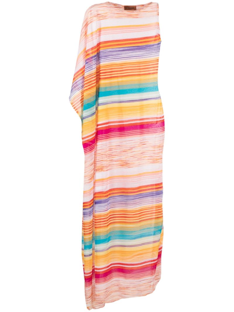 Multicolour One-sleeve Striped Dress