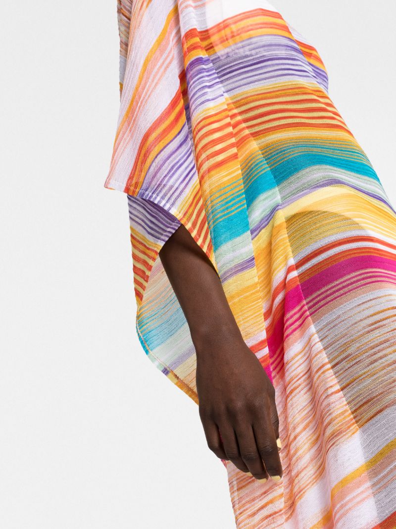 Multicolour One-sleeve Striped Dress