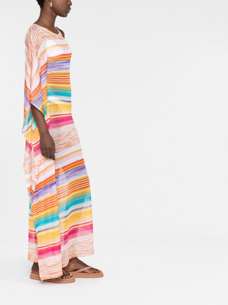 Multicolour One-sleeve Striped Dress