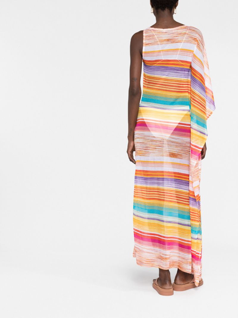 Multicolour One-sleeve Striped Dress