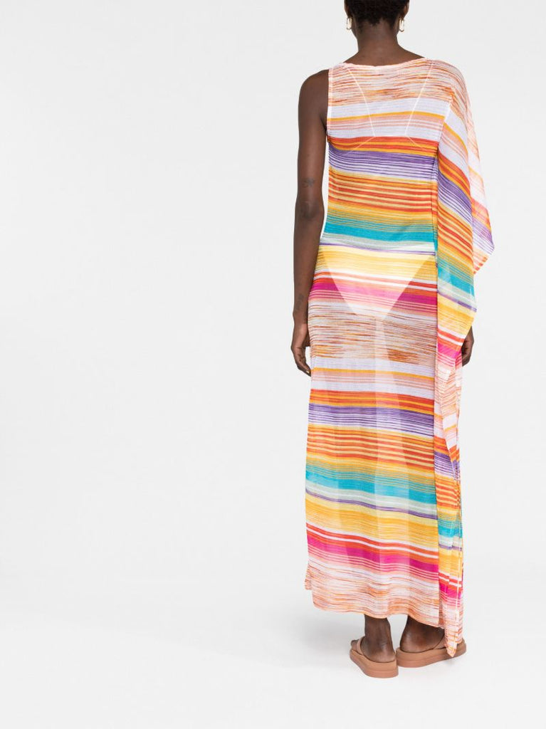 Multicolour One-sleeve Striped Dress