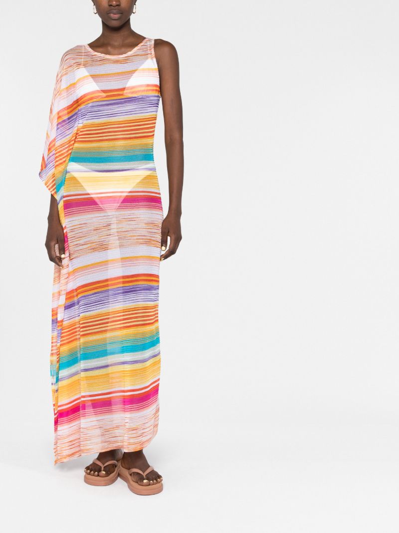 Multicolour One-sleeve Striped Dress