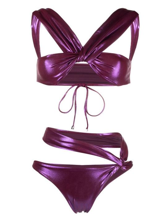 Purple Metallic Knotted Bikini