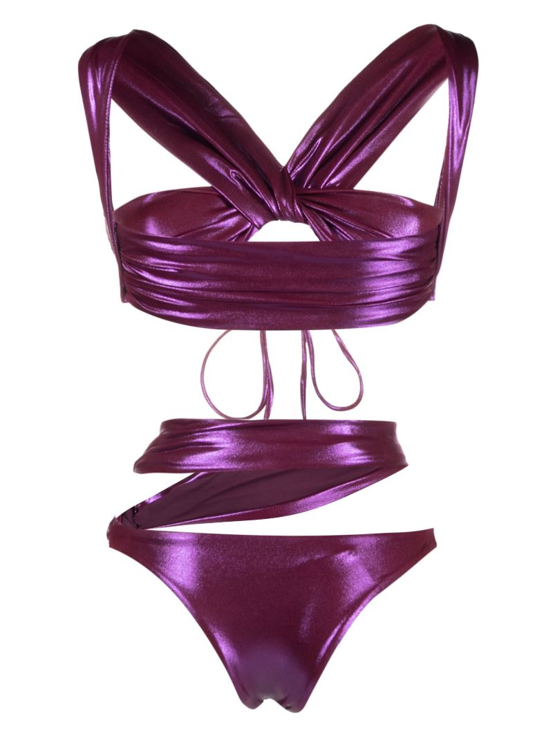 Purple Metallic Knotted Bikini