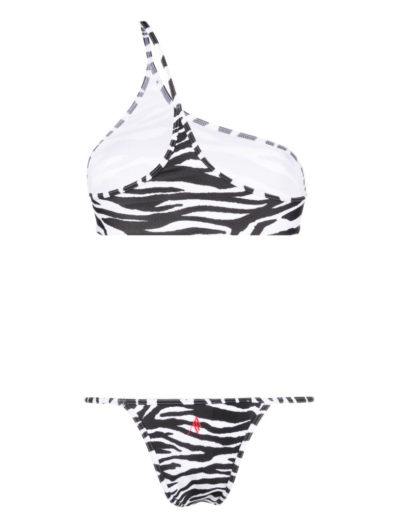 Black Zebra-print One-shoulder Bikini