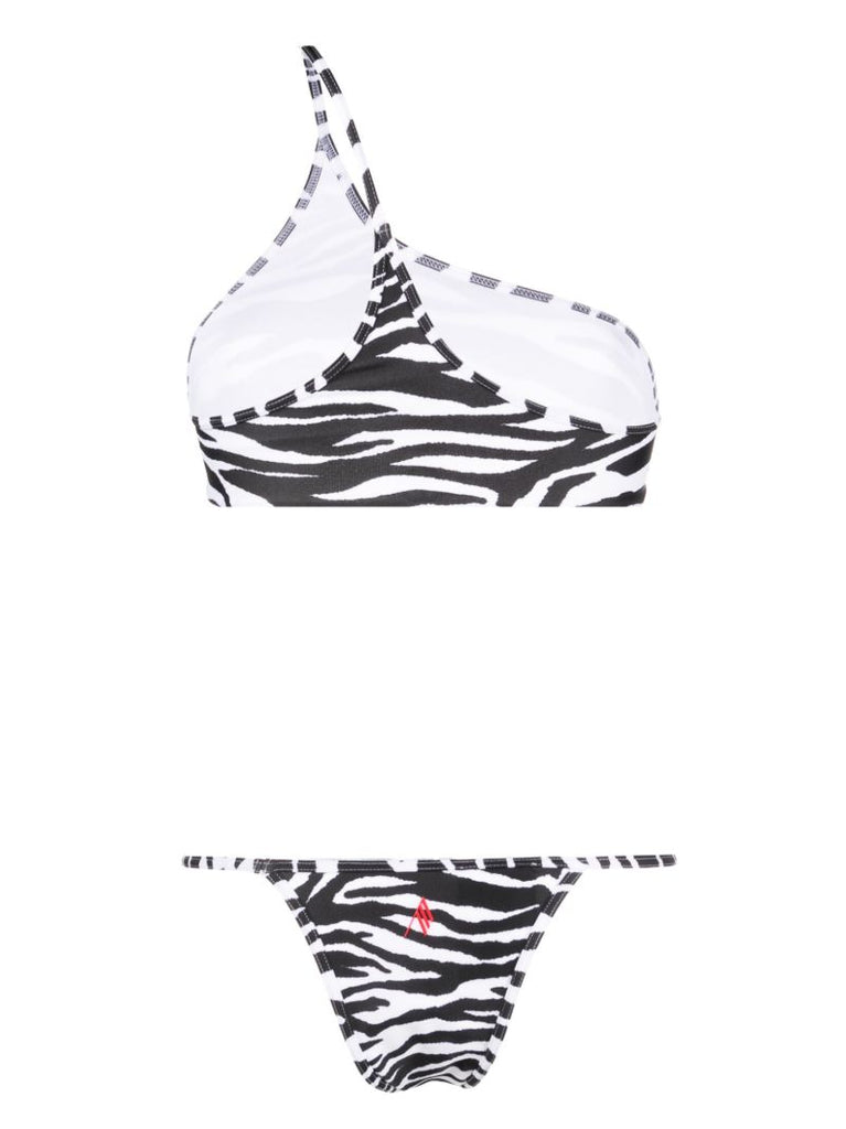 Black Zebra-print One-shoulder Bikini