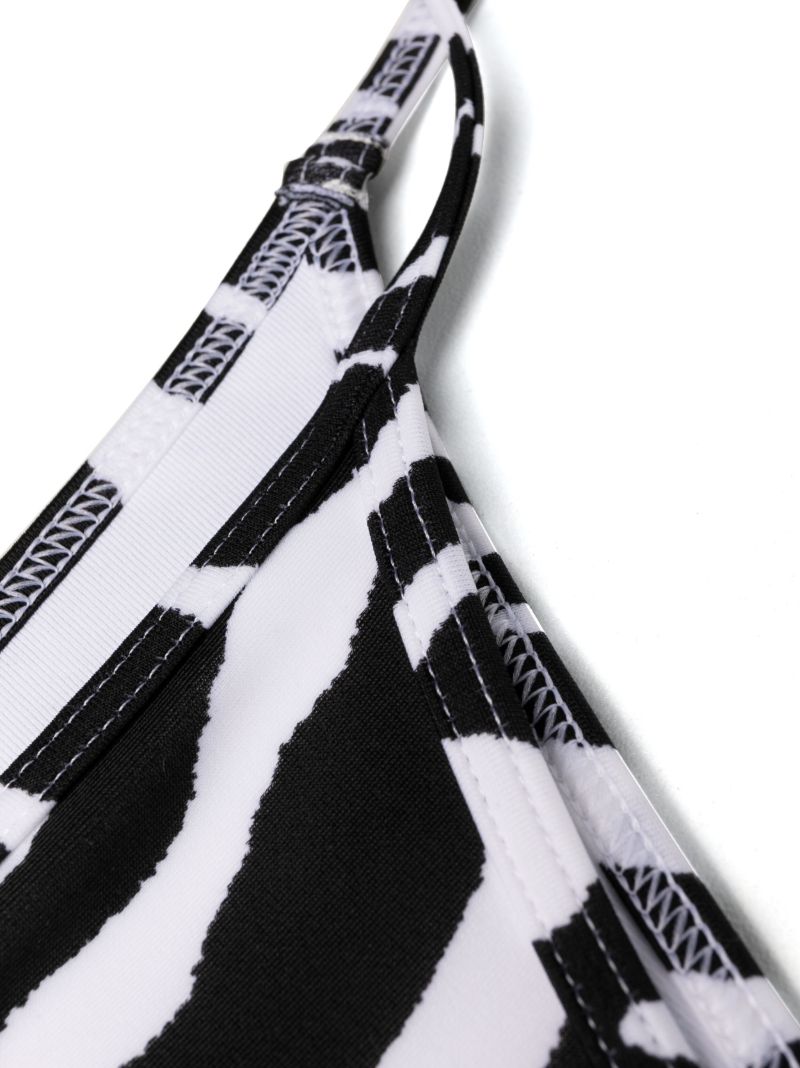 Black Zebra-print One-shoulder Bikini
