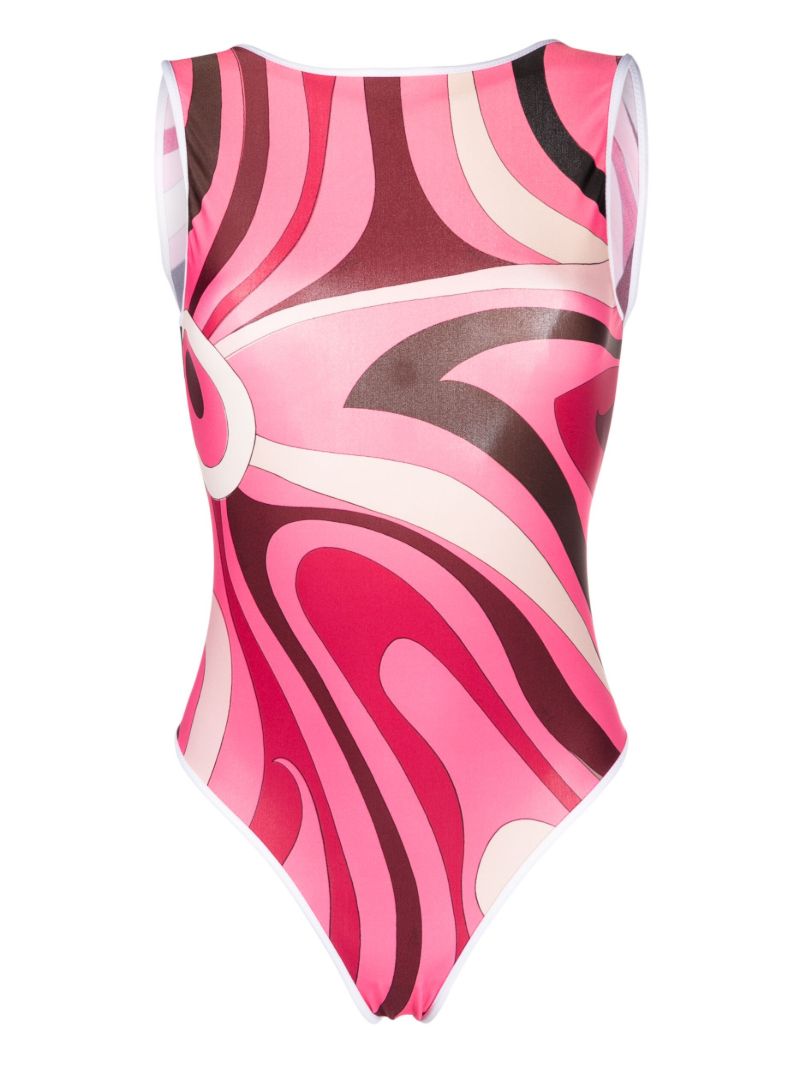Pink Marmo Print Swimsuit