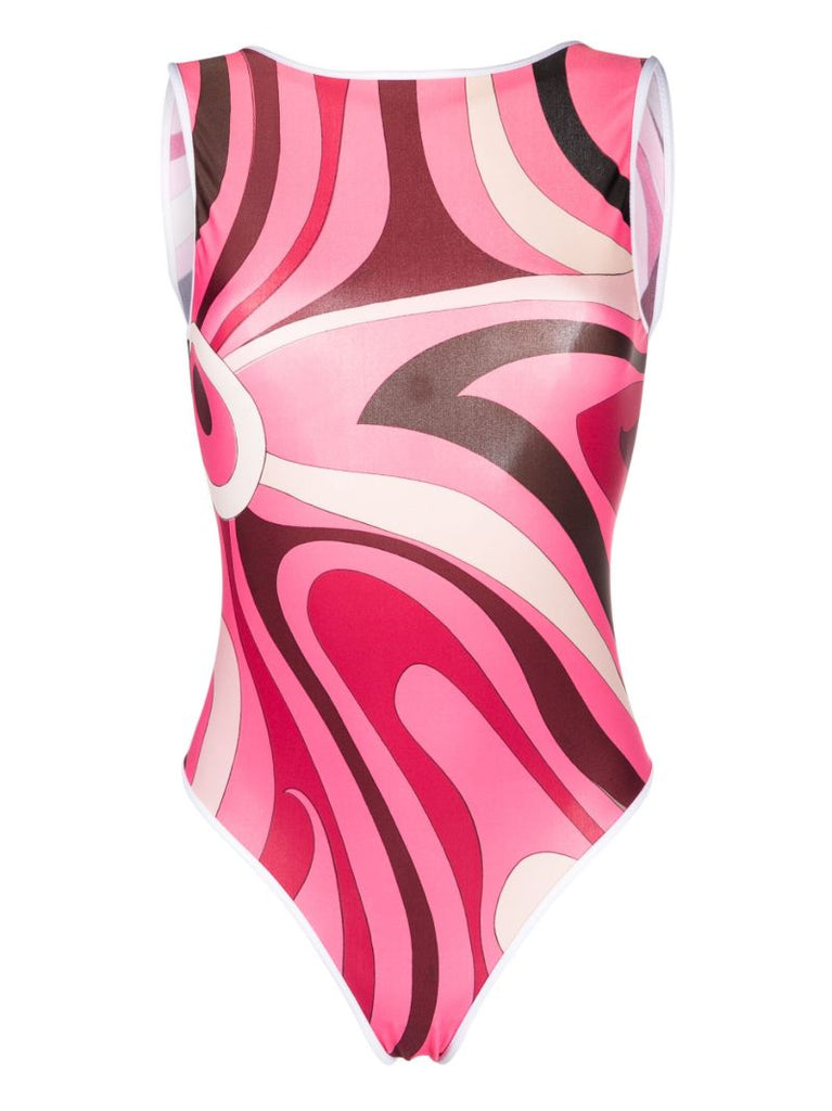 Pink Marmo Print Swimsuit