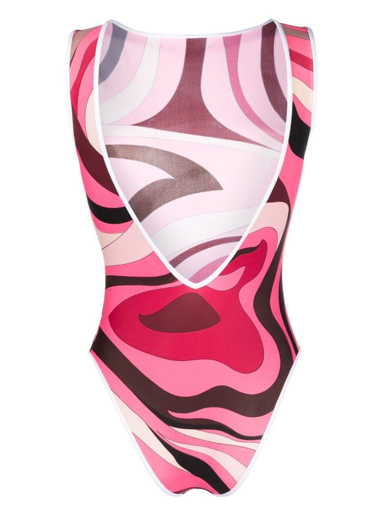 Pink Marmo Print Swimsuit