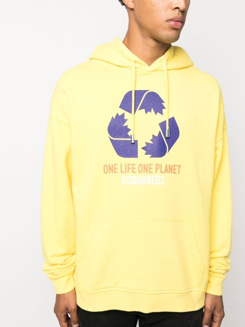 Yellow Slogan Print Hoodie