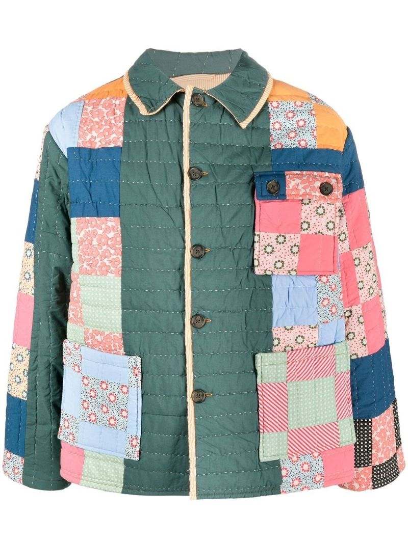 Green Patchwork Quilted Jacket