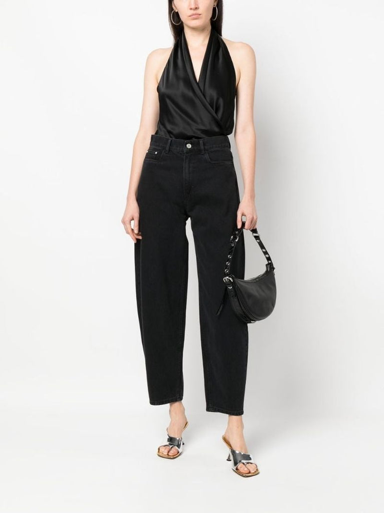 Black Chamomile Barrel-leg Jeans