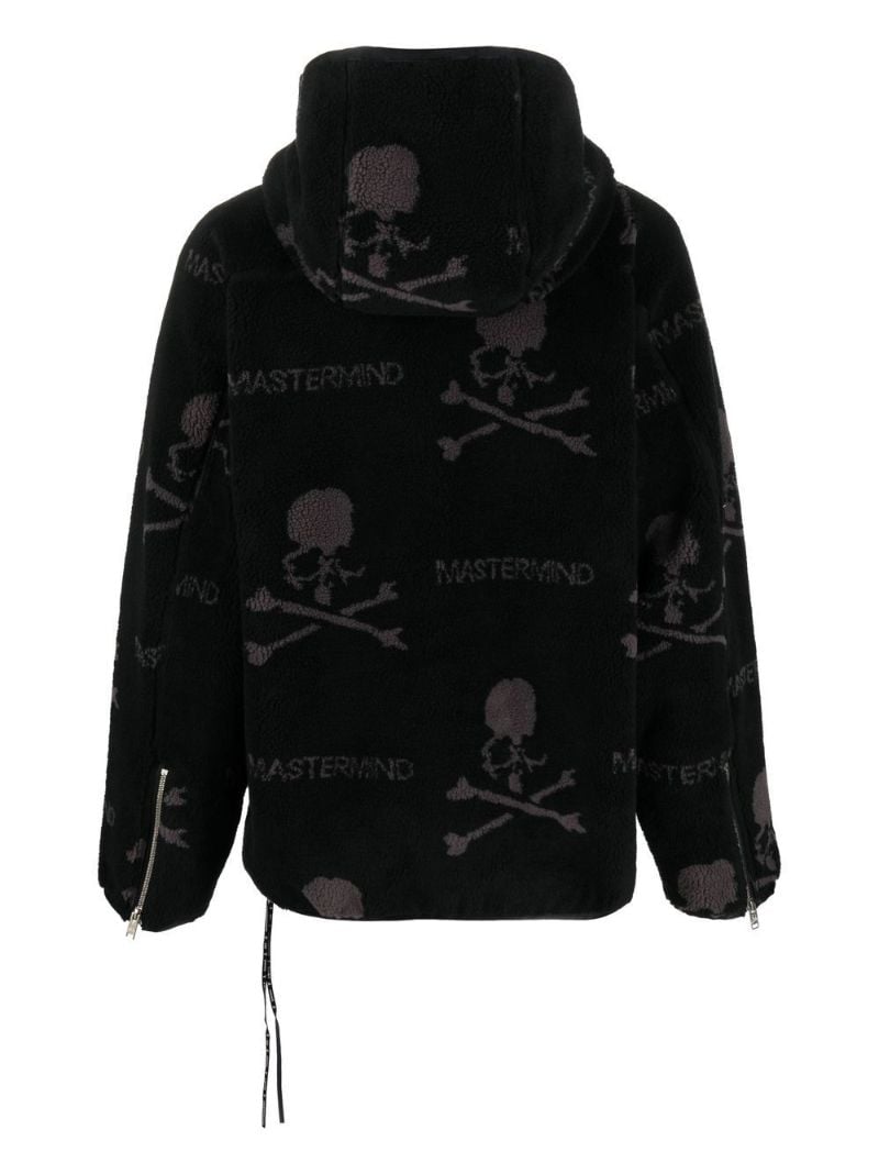 Black Skull Print Hooded Jacket
