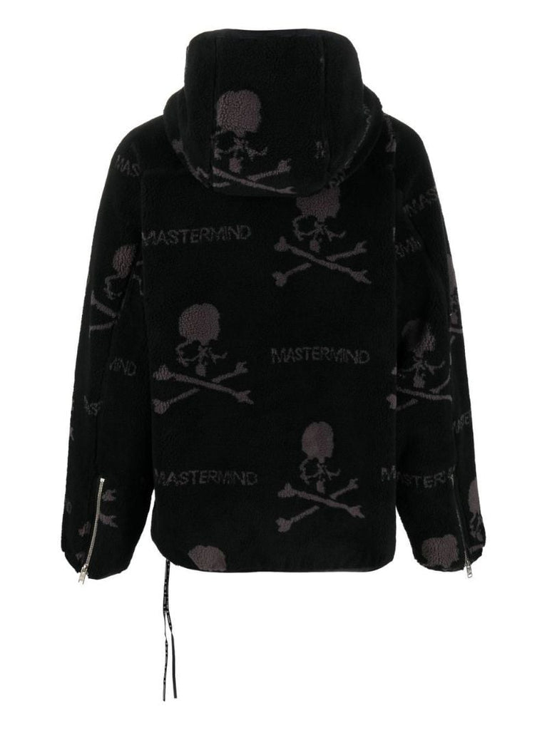 Black Skull Print Hooded Jacket