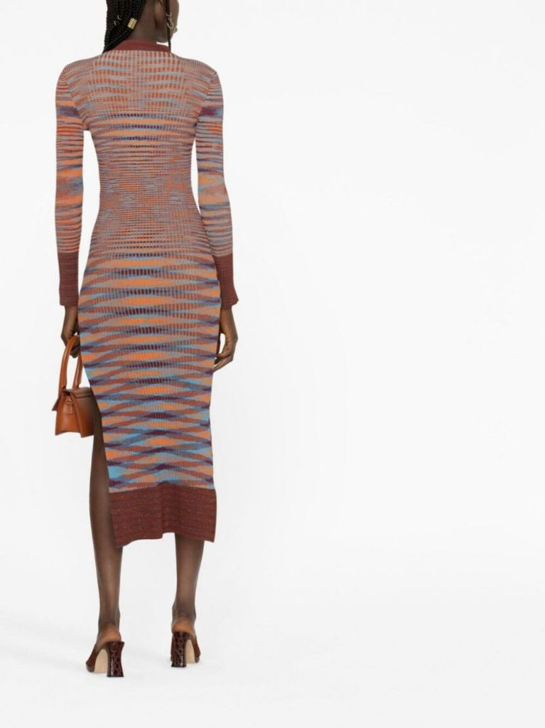 Brown La Robe Zucca Ribbed-knit Midi Dress