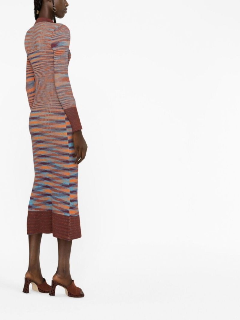 Brown La Robe Zucca Ribbed-knit Midi Dress