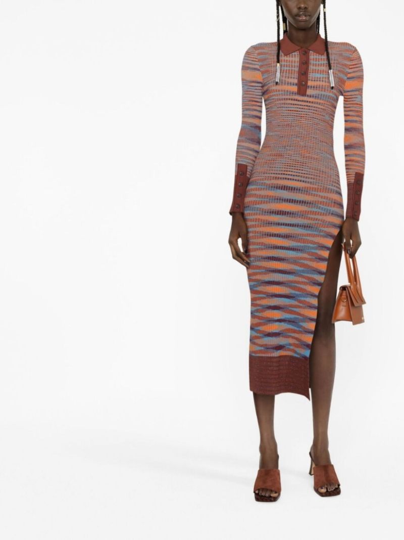Brown La Robe Zucca Ribbed-knit Midi Dress