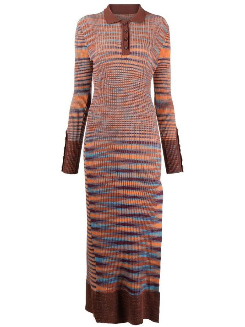 Brown La Robe Zucca Ribbed-knit Midi Dress