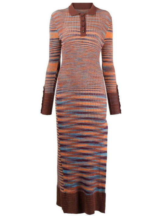 Brown La Robe Zucca Ribbed-knit Midi Dress