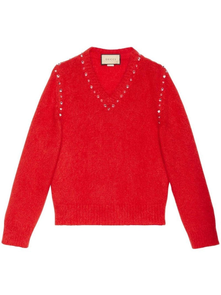 Red Studded Knit Sweater
