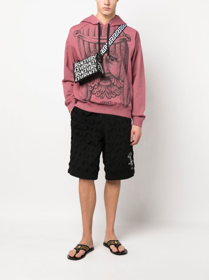 Black Logo Print Cotton Shoulder Bag