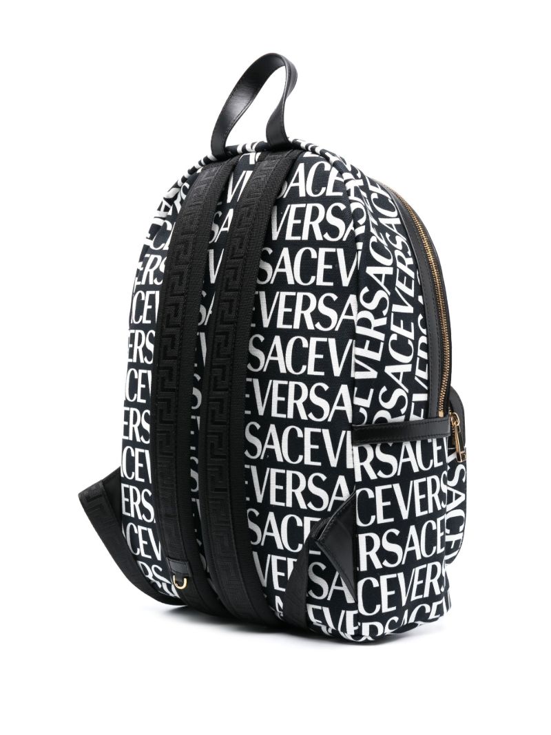 Black and White Logo Print Backpack