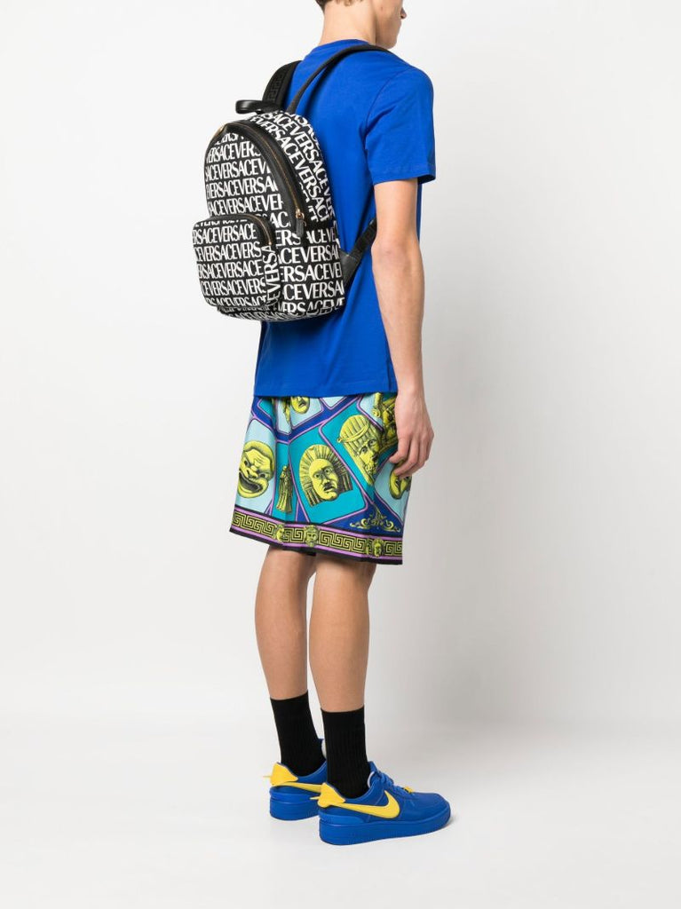 Black and White Logo Print Backpack