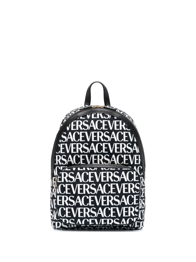 Black and White Logo Print Backpack