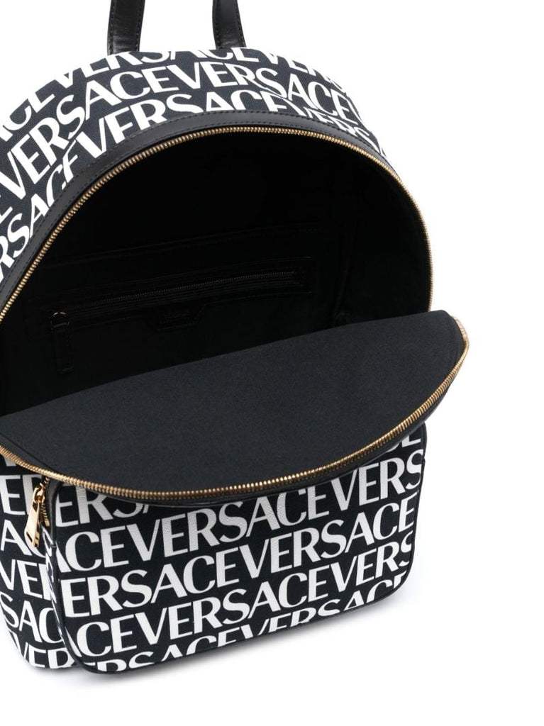 Black and White Logo Print Backpack
