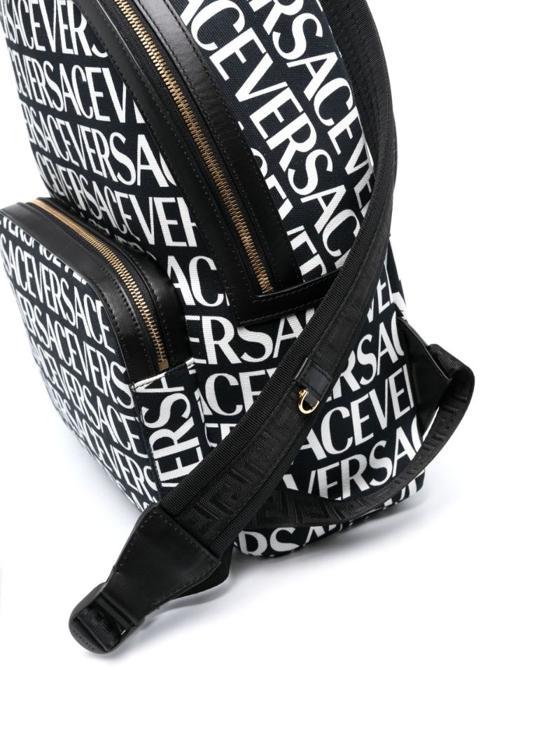 Black and White Logo Print Backpack
