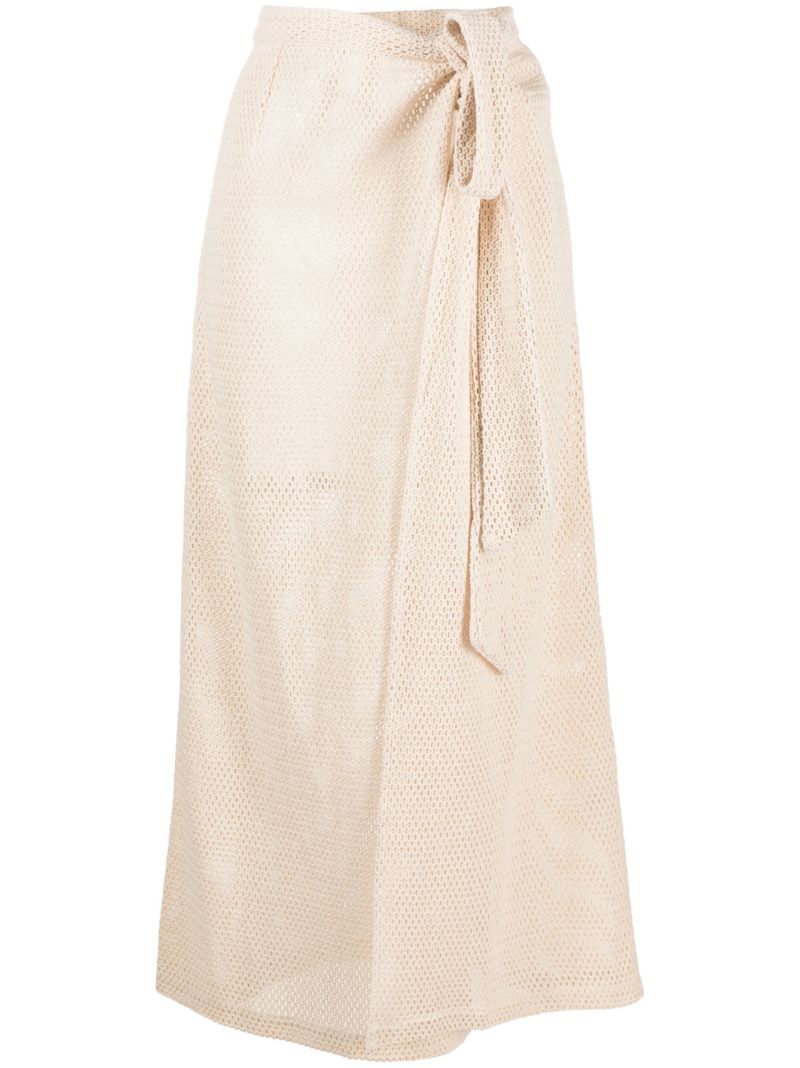 Neutral Fishnet-knit Wrap Skirt