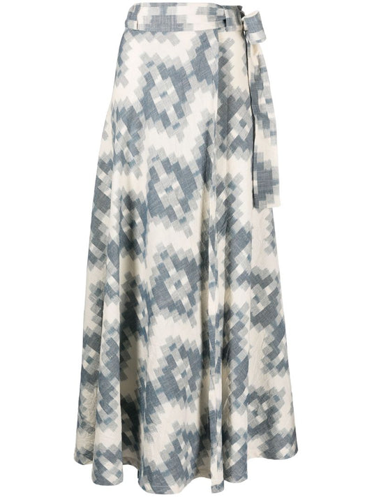Blue Tie Maxi Skirt