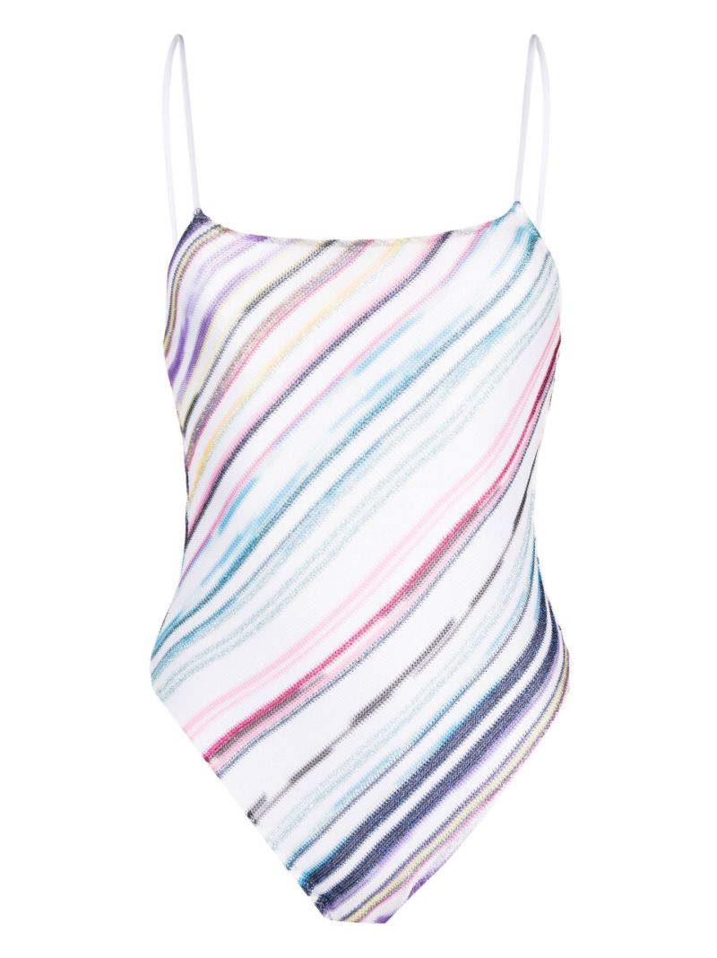 White Striped Knitted Swimsuit