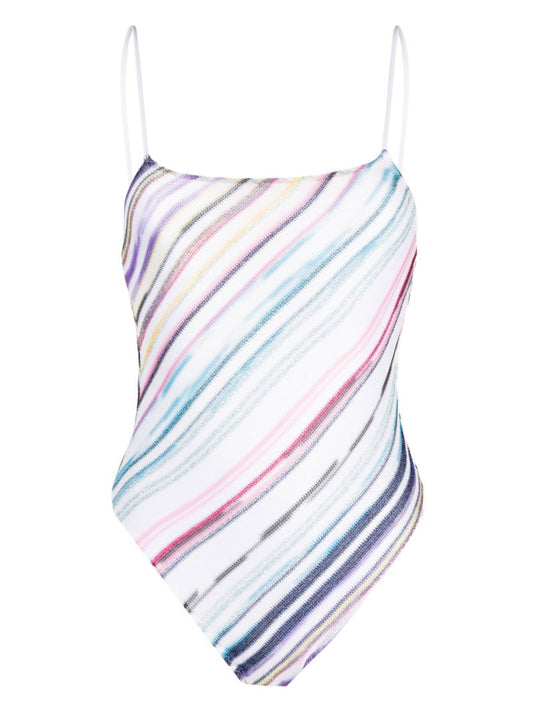 White Striped Knitted Swimsuit