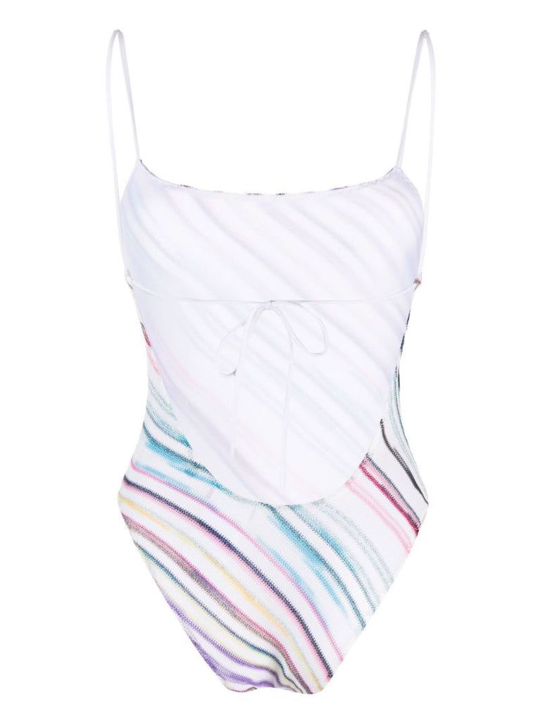White Striped Knitted Swimsuit