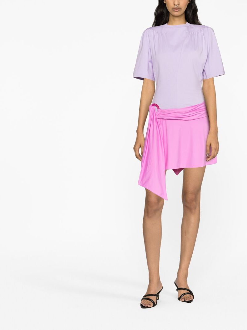 Pink Asymmetric Mini Skirt