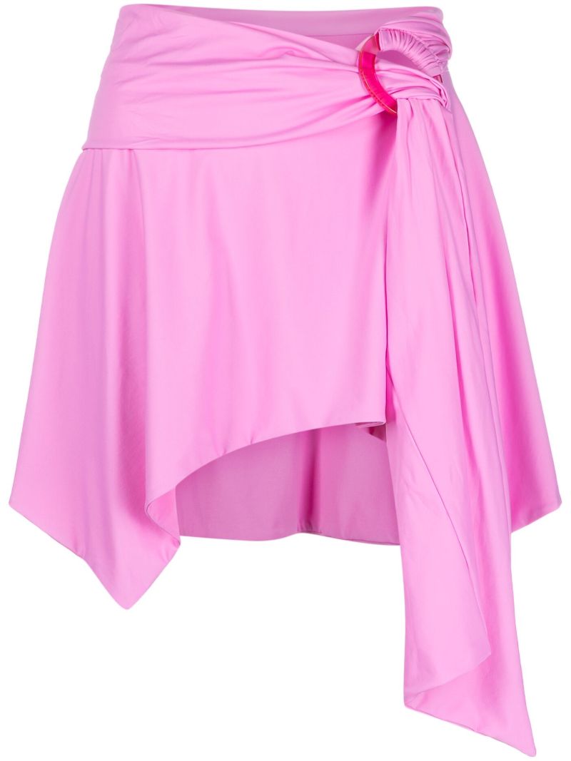 Pink Asymmetric Mini Skirt