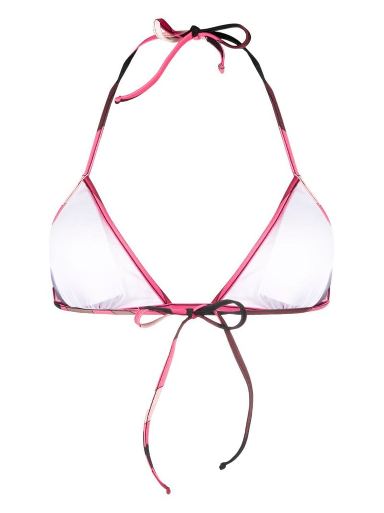 Pink Marmo-print Bikini Top