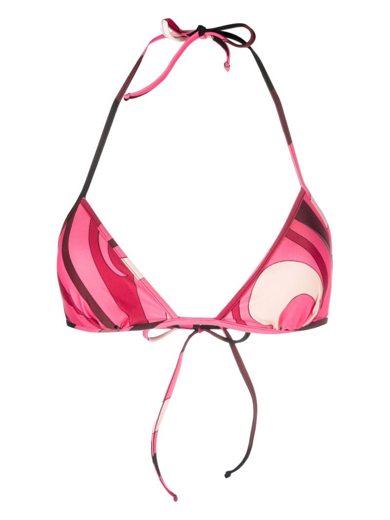 Pink Marmo-print Bikini Top