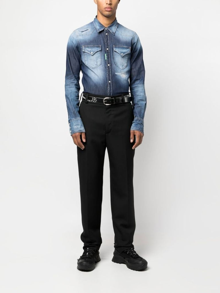 Blue Acid Wash Denim Shirt