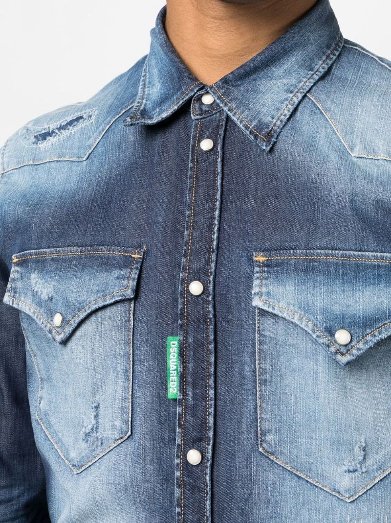 Blue Acid Wash Denim Shirt