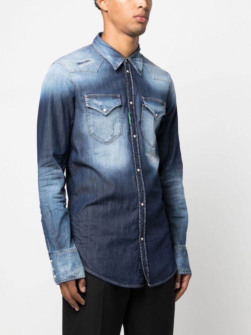 Blue Acid Wash Denim Shirt