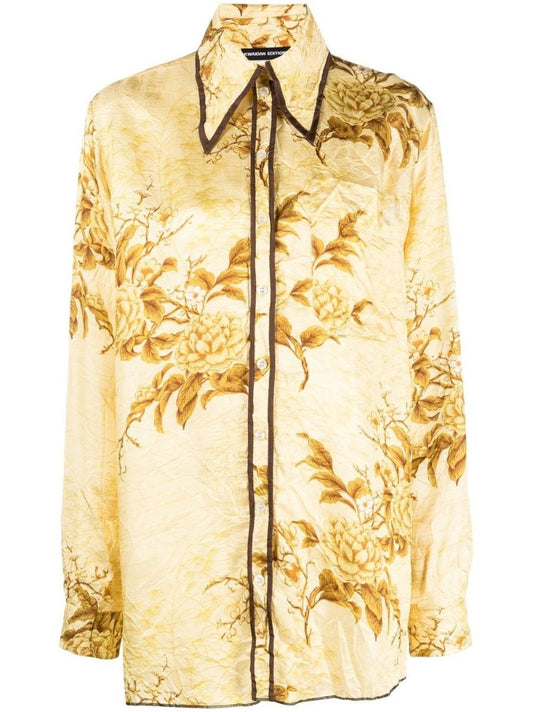 Yello Spring Flowers Printed Shirt