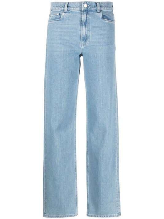 Blue High Waist Straight-leg Jeans