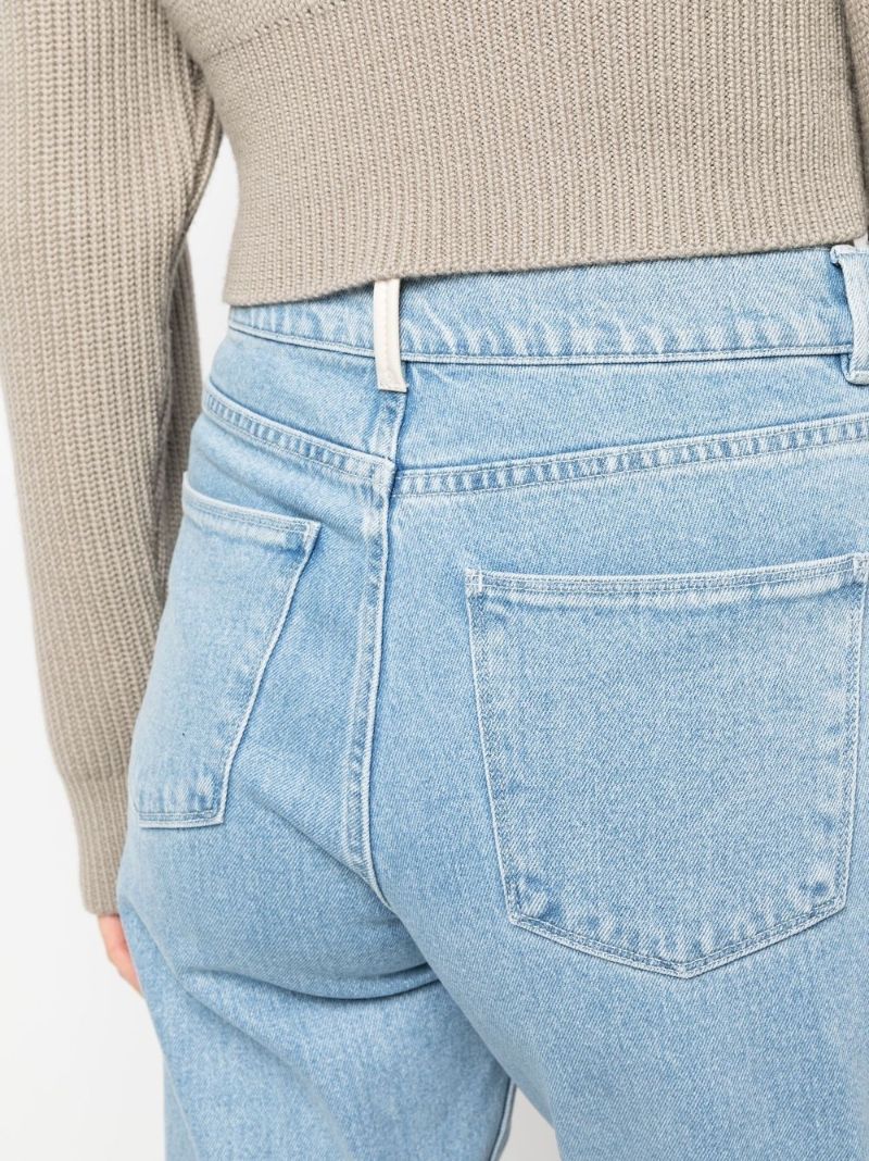 Blue High Waist Straight-leg Jeans